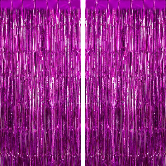 2 Pack Fringe Curtains Foil Shiny Fringe Backdrop Tinsel Door Streamers Foil by TOTAFAM