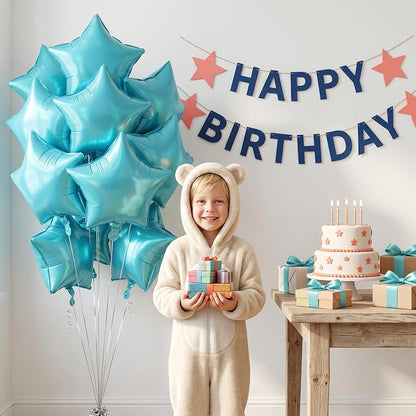 TONIFUL 15Pcs Star Shaped Balloons 18Inch Iridescent Teal Blue Foil Balloon | - Image 3