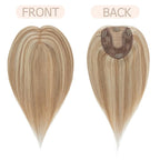 Hair Toppers for Women Real Human Hair No Bangs, 13 * 15 cm Larger Silk Base 150% Density Clip In Topper Hairpieces, Wiglet Top Pieces Add Volume -10 Inch 12P613 Golden Brown&Bleach Blonde