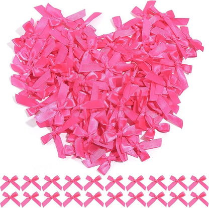 Hot Pink Mini Bows 1.57" 100PCS Small Satin Ribbon Bows by Loomeshribbonforcrafts%EF%BC%81