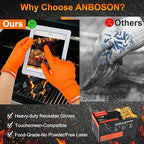BBQ Gloves for Grilling Disposable Heat Resistant - 100 Nitrile Gloves + 4 Reusable Cotton Liners for Cooking Smoker -Orange Large