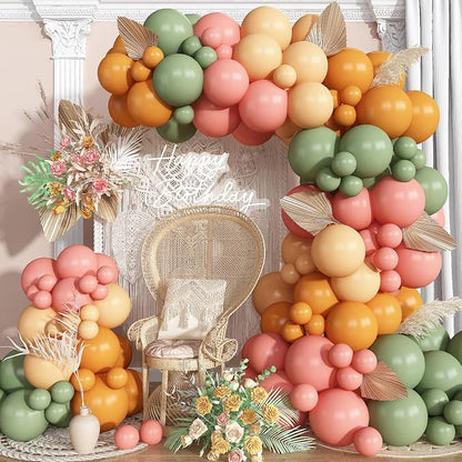 HILAVO Sage Green and Pink Balloons Arch Fairy Wildflower Spring Retro Dusty by HILAVO