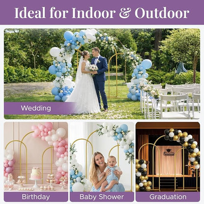 3 Pack Gold Metal Arch Backdrop Stand Set - 6FT - Image 6