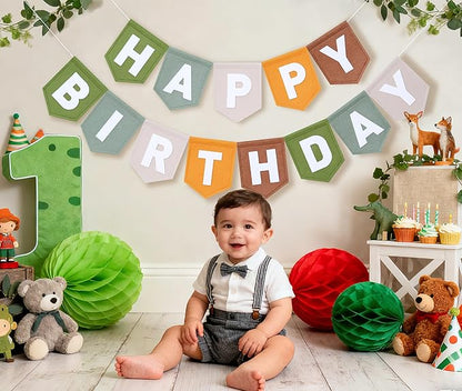 Felt Green Happy Birthday Banner Birthday Decorations - Image 3