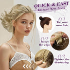 BARSDAR Short Blonde Ponytail Extension - 10 Inch Wavy Drawstring Ponytail Hair Extensions for Women - Synthetic Comb Clip in Ponytail Hairpieces Fake Pony Tails - Mixed Blonde & Bleach Tips