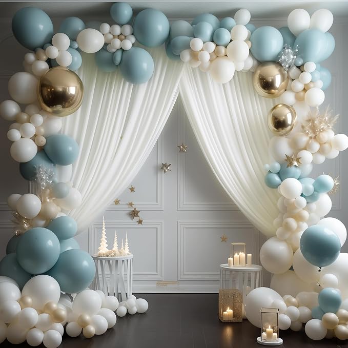 Ivory Backdrop Curtain for Wedding Parties Backdrop Drapes 10x10FT | Wrinkle - Image 4