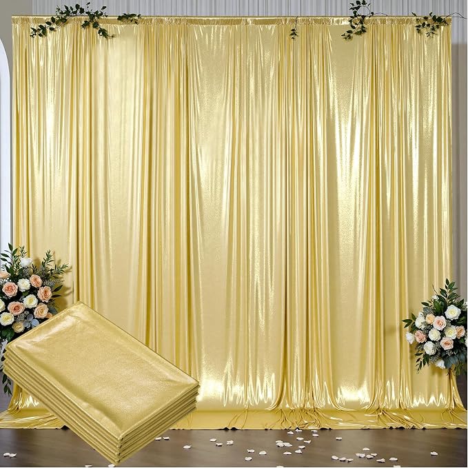 Outpain Thick 20 ft x 10 ft Gold Sequin Backdrop Curtain - Image 9