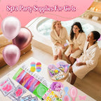 110PCS Spa Party Supplies for Girls Spa Party Favors Include Face Masks Skincare, Hand Cream, Lip Balm, Eye Patches, Lip Mask, Mini Hair Brush, Stocking Stuffers for Teen Girls, Sleepover Party Gifts