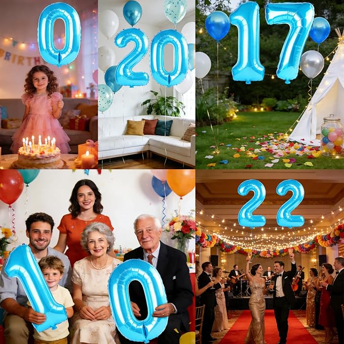 40 Inch Number 17 Balloons for 17th Birthday Party Decorations, 0-100 Jewelry - Image 7