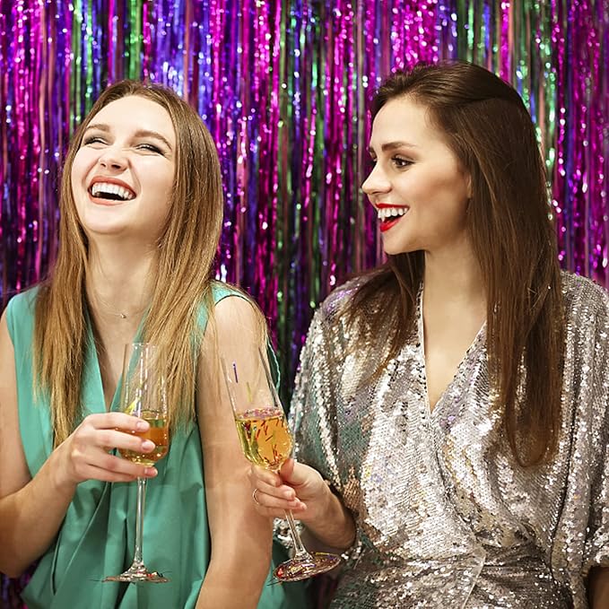 20 Pack Foil Curtain Backdrop Metallic Tinsel Foil Fringe Curtains Photo Booth - Image 2