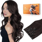 DOORES Hair Extensions Clip in Human Hair, Dark Brown 7pcs 135g 18 Inch, Remy Straight Clip ins Extensions for Women Natural Thick