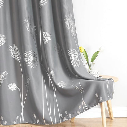 Silver Palm Tree Unique Design Pattern Blackout Curtains Energy Saving Curtains - Image 7