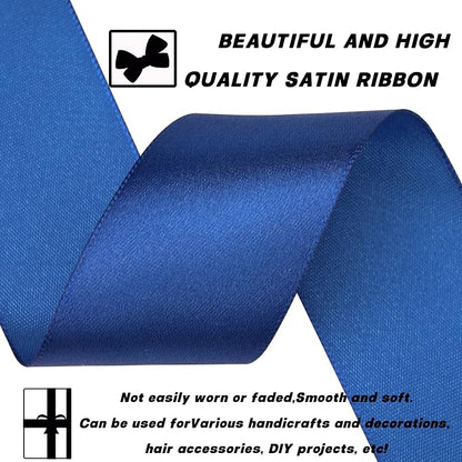 1-1/2 Inch 60 Yards Deep Blue Solid Satin Ribbon - Image 3