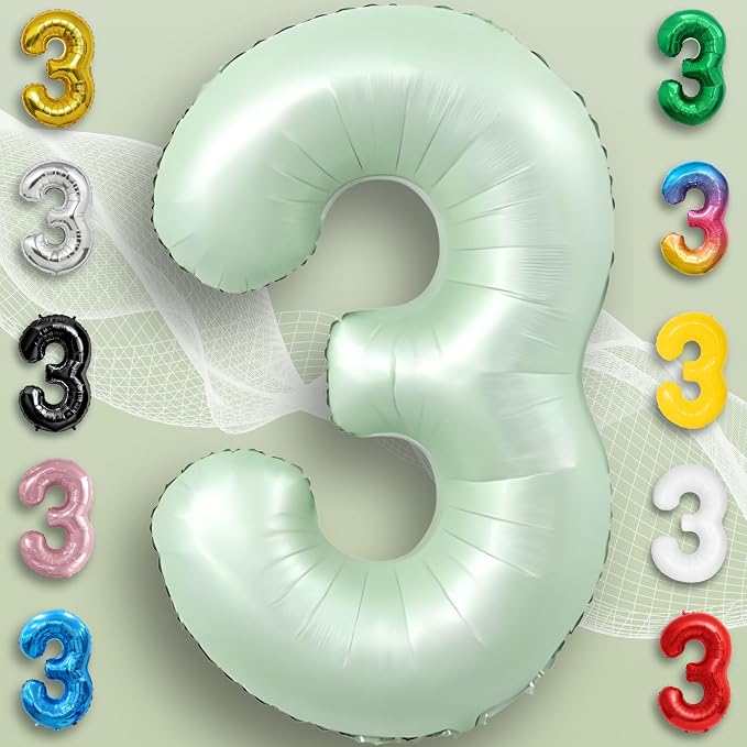 Green Number Balloon 3 Mylar Foil Balloons 32 inch - Image 3