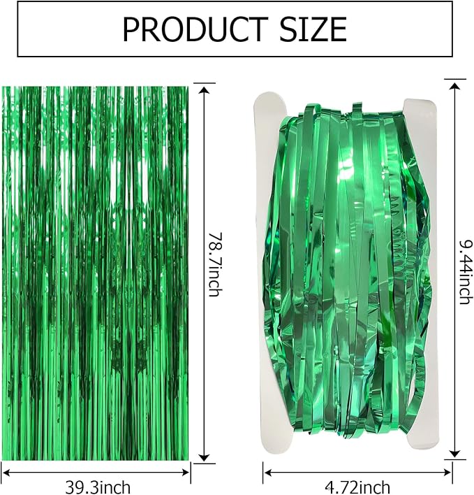 10 Pack Green Streamers Backdrop Jungle Party Decorations Foil Fringe Backdrop - Image 7