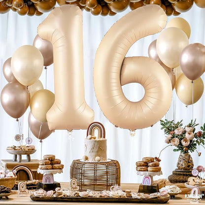 KatchOn Caramel 16 Balloon Numbers 40 Inch, Sweet 16 Party Decorations | 16th - Image 5