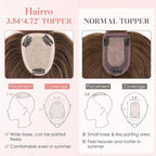 Hairro Human Hair Toppers with Wispy Bangs, 3.5x4.7" Hand-wovened Base for Women with Thinning Hair, Lightweight & Breathable Realistic Scalp, Clip-in Hairpieces for Easy Wear, 14 Inch Dark Brown