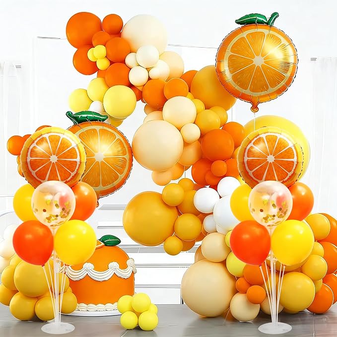 Little Cutie Balloon Stand for Table Centerpiece 2 Sets, 2 Huge Orange Fruit - Image 4