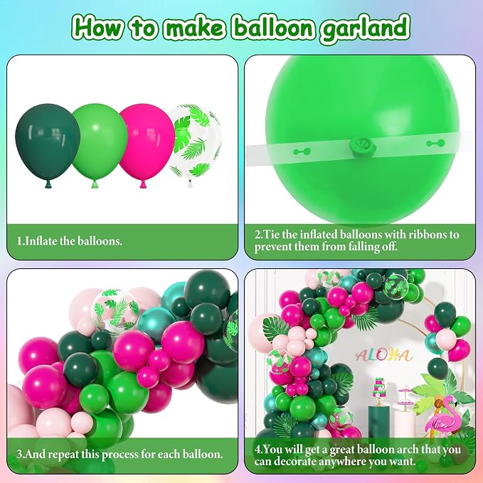 157pcs Tropical Balloons Arch Garland Kit, Hawaiian party Decor | Luau Summer - Image 7