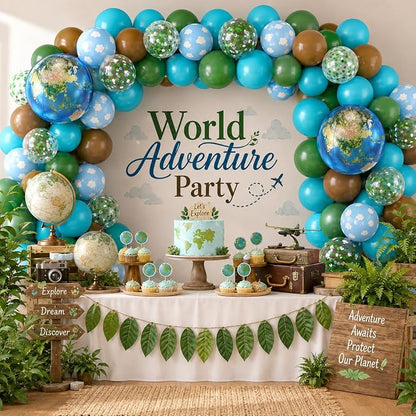Earth Balloons, 12 Inch Green Brown Blue Cloud Print Balloons - Image 5