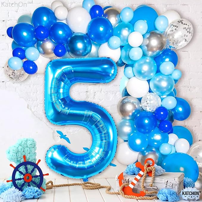 KatchOn Giant Blue Number 5 Balloon - Image 7