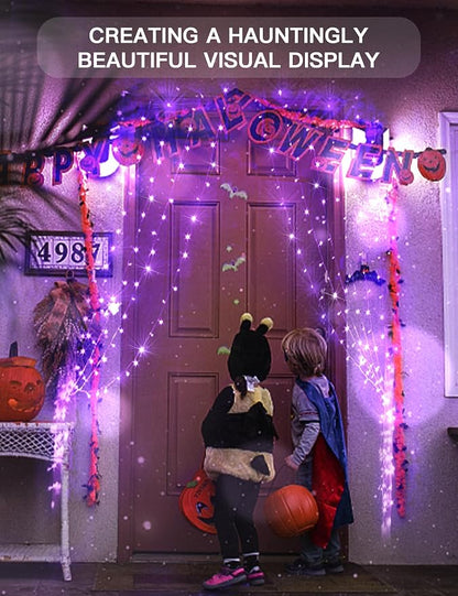 Purple Curtain Lights for Halloween, 200 LED Hanging String Lights - Image 4