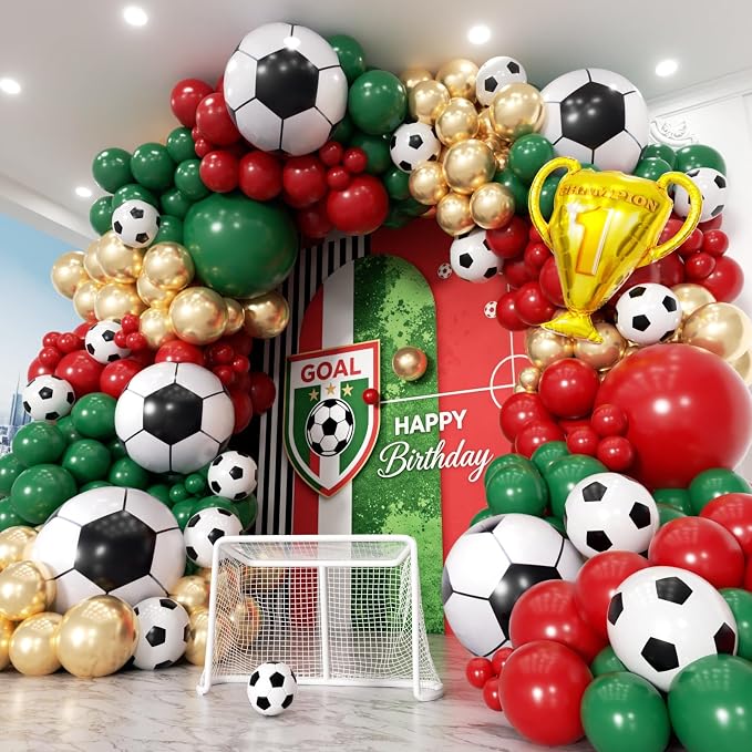 Soccer Party Decorations 160Pcs, World Soccer Balloon Garland Arch Kit by PTGOLUO