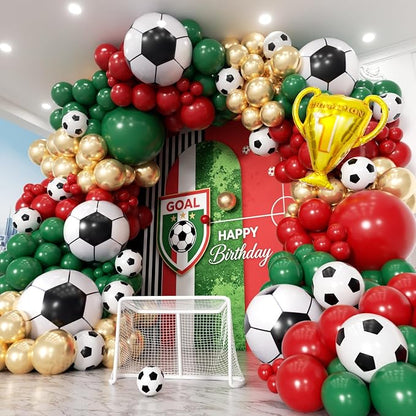 Soccer Party Decorations 160Pcs, World Soccer Balloon Garland Arch Kit by PTGOLUO