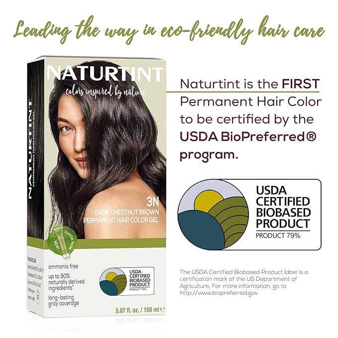 Naturtint 3N Dark Chestnut Brown Permanent Hair Color (Pack of 6), Ammonia Free, Vegan, Cruelty Free, up to 100% Gray Coverage, Long Lasting Results (Packaging may vary)