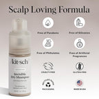 Kitsch Volumizing Rice Protein Dry Shampoo Powder - Dry Shampoo for Women & Men, No White Cast, Absorbs Oil, Non-Greasy, Light-to-medium Hair Colors, Travel Size | Ideal Gifts for Women- Invisible 1oz