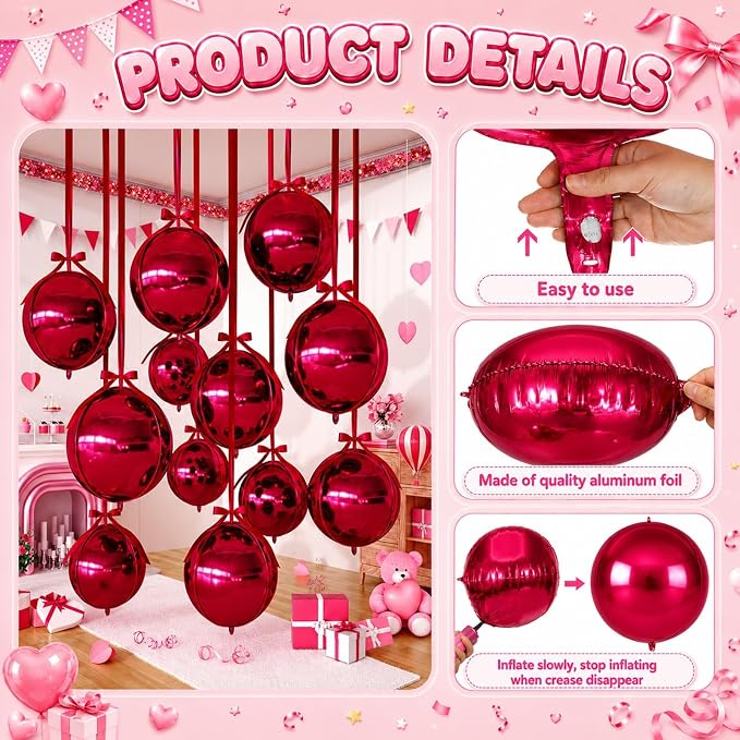 Maroon 4D Round Foil Balloons - Image 8