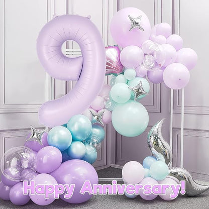 Light Purple Number 9 Balloon, 40 Inch Big Large Foil Helium Number Balloons - Image 6