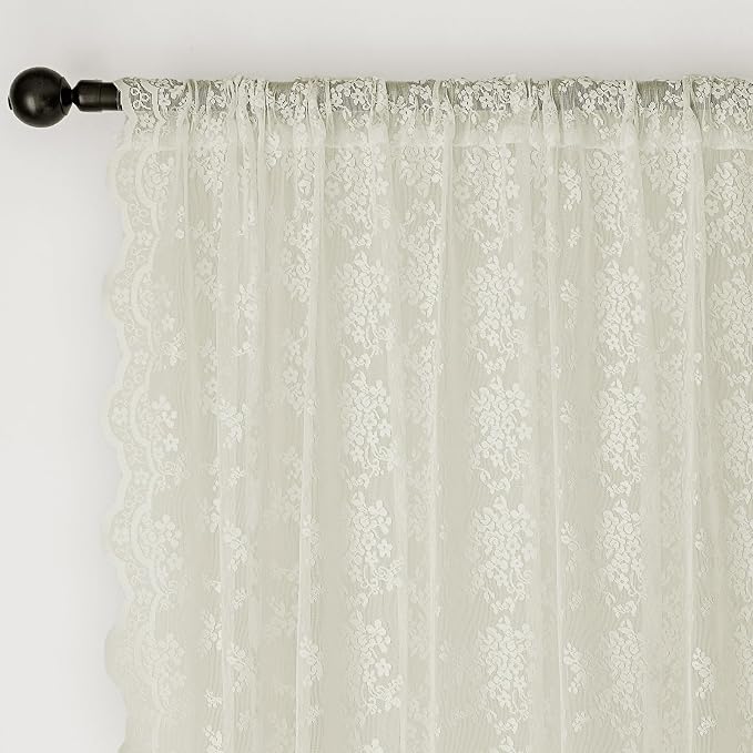 Anmao Vintage Lace Kitchen Curtains 36 Inches Long 2 Panels, Romantic Semi - Image 6