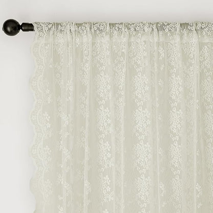 Anmao Vintage Lace Kitchen Curtains 18 Inches Long 2 Panels, Romantic Semi - Image 6