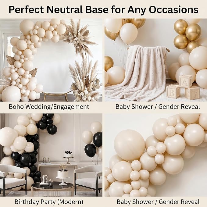 96Pcs 5/10/12/18 Inch Sand White Latex Balloon Garland Arch Kit | Cream Ivory - Image 4