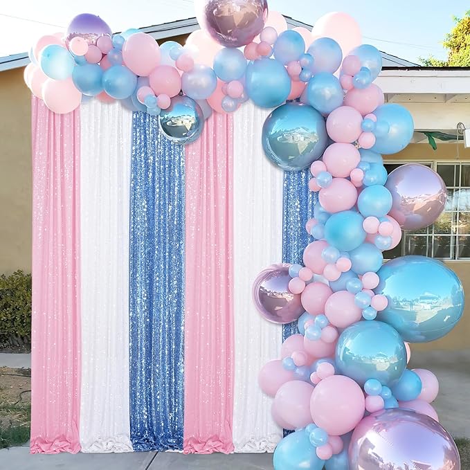 Light Blue Sequin Backdrop Curtains, 2 Panels 2FTx8FT Glitter Curtain Backdrop - Image 9