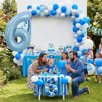 TONIFUL 40 Inch Pastel Blue Number 6 Foil Balloons Large Mylar Foil Digital 6 - Image 6