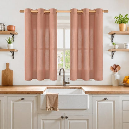 YoungsTex Terracotta Linen Curtains 48 Inch Length - Image 2