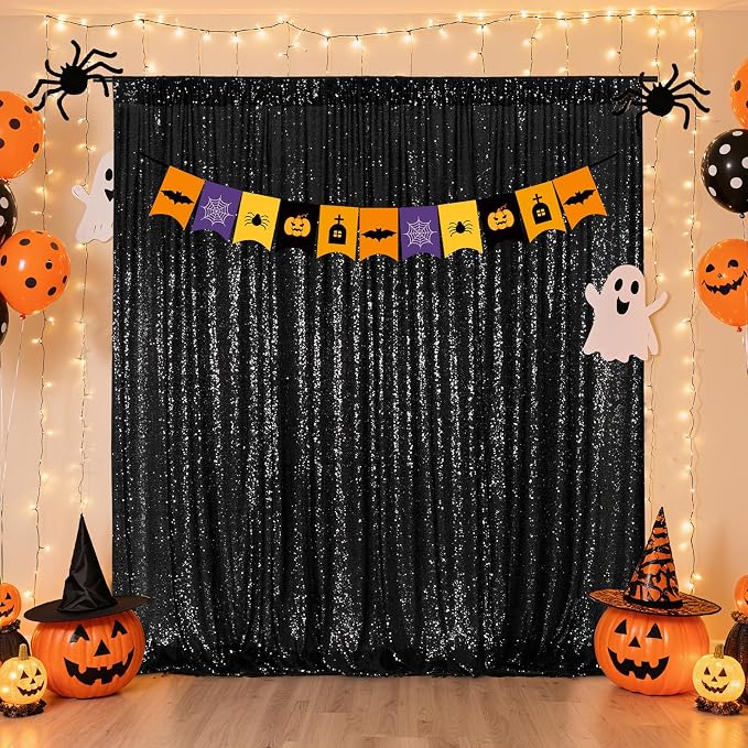 Poise3EHome 6FT x 6FT Black Sequin Photography Backdrop Curtain - Image 4