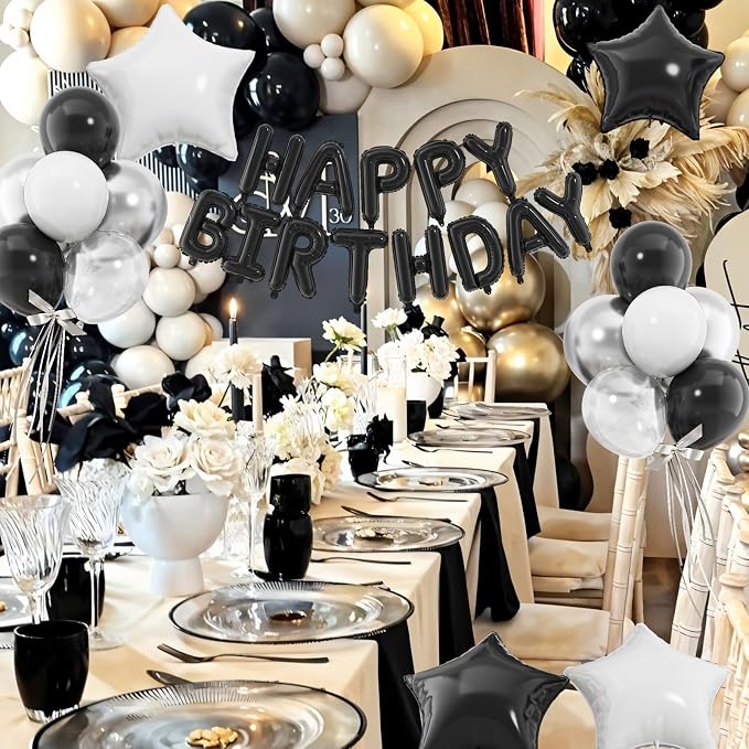 29PC Black Happy Birthday Balloon Banner, 16 Inch 3D Aluminum Letter Banner Sign - Image 5