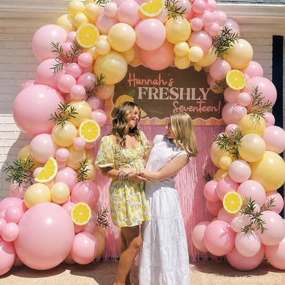 Pink Yellow Balloon Arch Kit for Lemon Baby Shower Birthday Decor | 124Pcs Maca - Image 2
