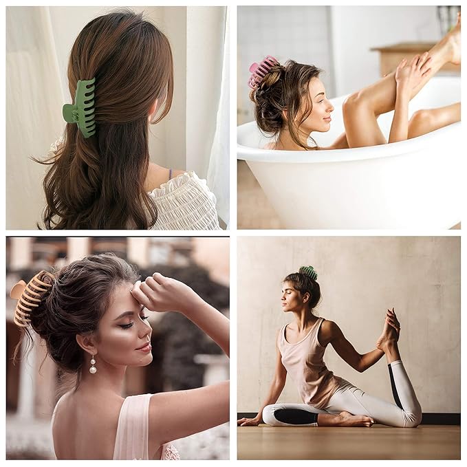 OWIIZI Large Hair Claw Clips for women, 4.3" Matte Big Hair Clips Non-Slip Ponytail Barrette Strong Hold Claw Clips for girls Long Thick Hair (4packs)