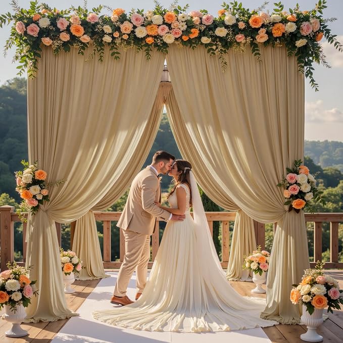 50ft×12ft Wrinkle Free Champagne Backdrop Curtain - Image 7