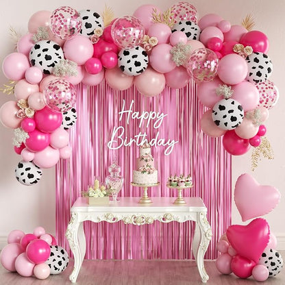 Pink Cow Print Balloons Garland Arch Kit by MEBAY