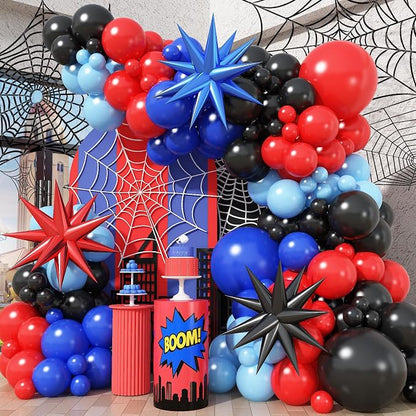 Black Red and Blue Balloon Arch Garland Kit, Birthday Party Decor | 106 Pcs Red by Haolongfa