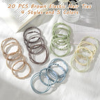 SYGY 20 PCS Boho Hair Ties, Light Color Scrunchies for Thick or Thin Hair, 4 Styles Hair Ties for Ponytail Holders, 2.36" Hair Scrunchies No Damage