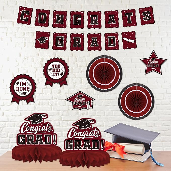 Maroon Themed 2026 Graduation Decorations Set - Image 6
