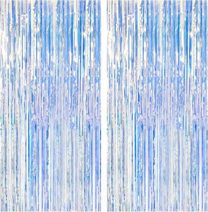 2 Pack Iridescent Backdrop Party Decorations Tinsel Curtain Party Backdrop Foil by BOMSI