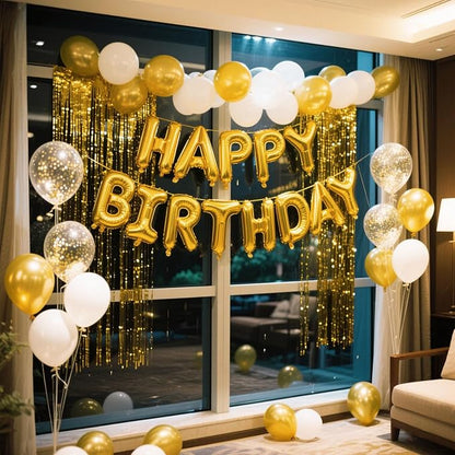 Gold Happy Birthday Balloon Banner Set -16 Inch Foil Letters Balloons, Reusable - Image 4