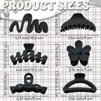 12 Pcs Claw Clips, Multi-Shapes Hair Clips for Women Girls, Non-Slip Large Jaw Claw Clips for Thick Thin Curly Hair Accessories (Black)